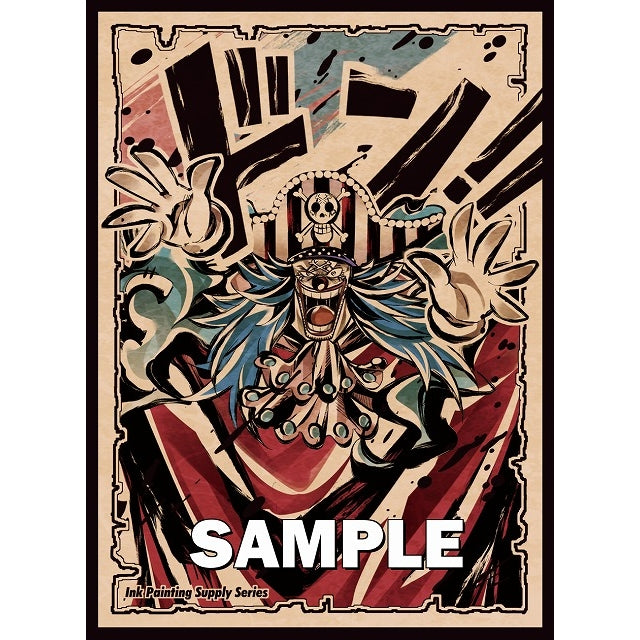 Ink Chibi Buggy Don card sleeve with distressed art style, featuring Buggy the Clown on a red and blue background.