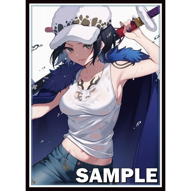 Law (TS) card sleeve featuring a female anime character in a white tank top, blue jeans, and a spotted hat, holding a sword.
