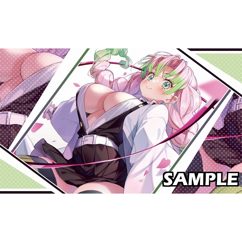 Mitsuri Kanroji anime character playmat with pink hair, green eyes, and white kimono.