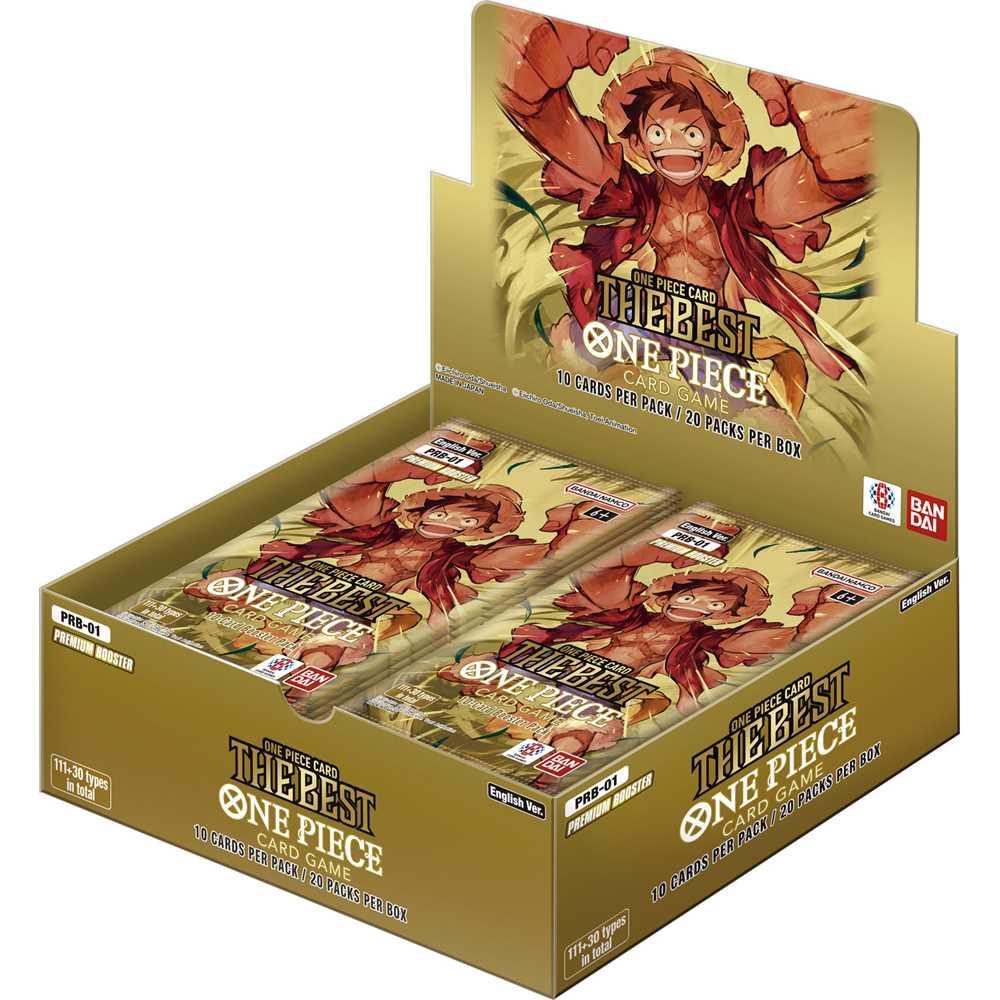 One Piece Card Game The Best (PRB-01) Premium Booster Box, featuring Luffy art, 20 packs.