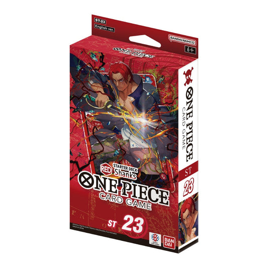 One Piece Card Game ST-23 Red Shanks Starter Deck box featuring dynamic character artwork on a red background.
