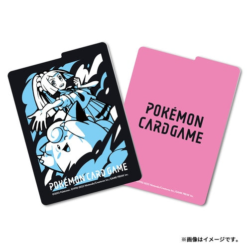 Pokémon Card Game deck case featuring Lillie and Clefairy artwork in black and blue, with a pink divider included.