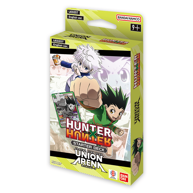 Union Arena: Hunter x Hunter Start Deck, English ver., featuring Gon and Killua on a vibrant lime green box.