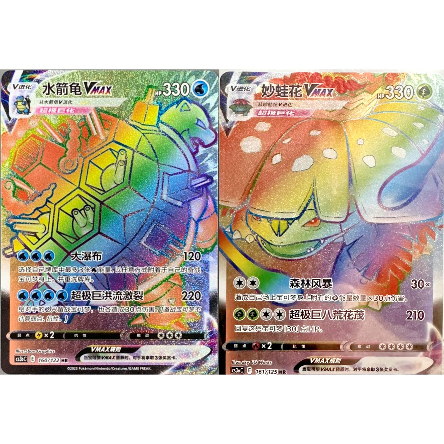 Venusaur VMAX (CS3a 161) & Blastoise VMAX (CS3b 160) - Simp Chinese
