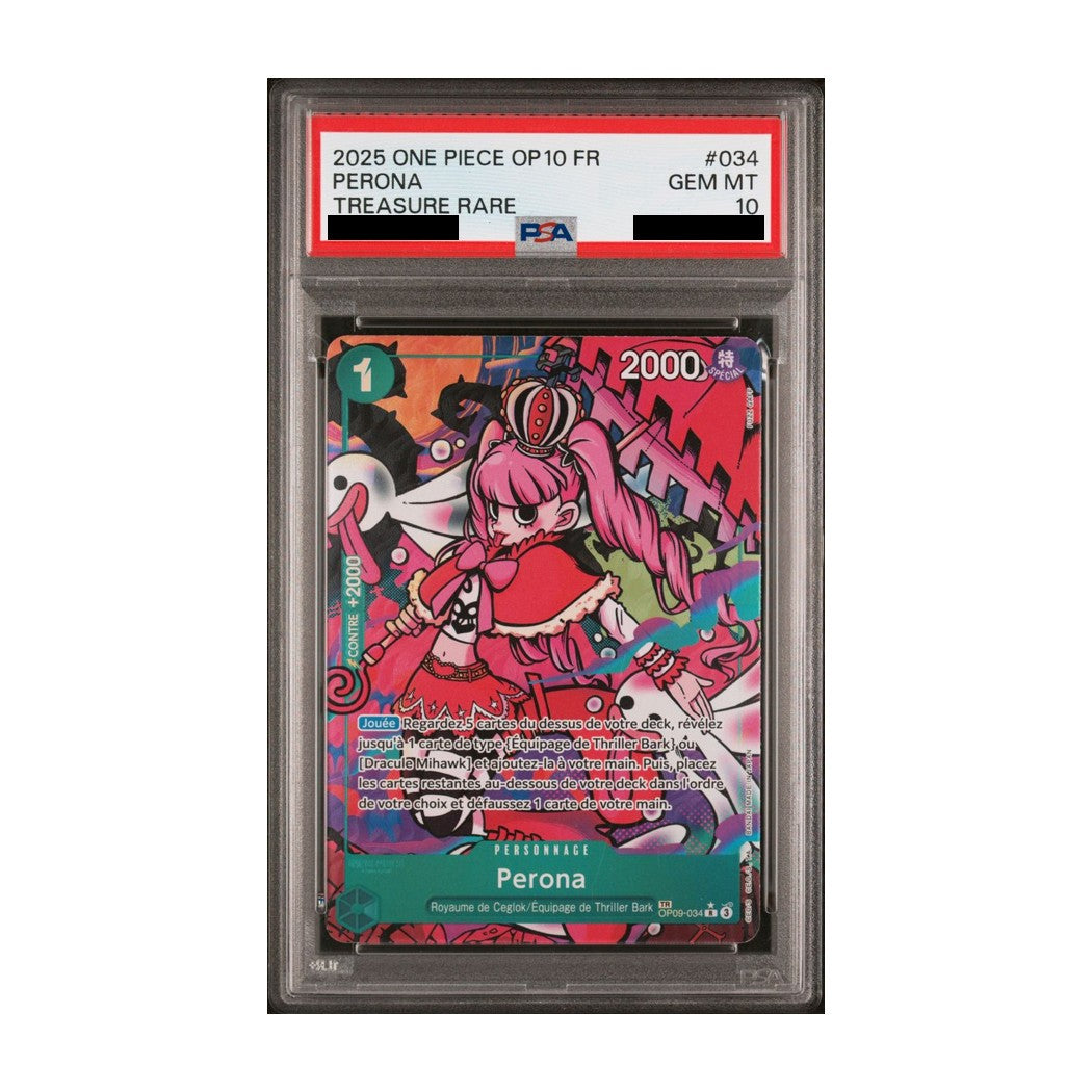 One Piece Card Game: Perona OP09-034 Treasure Rare PSA 10 - French