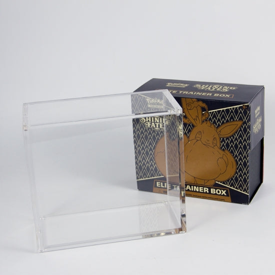 Clear acrylic display case with magnetic closure for a standard size TCG booster box.