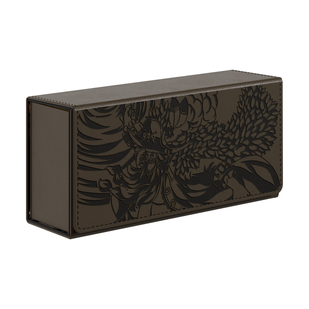 Black vegan leather EV 2.5 Elite deck box featuring an embroidered Black Beard design and magnetic closure.