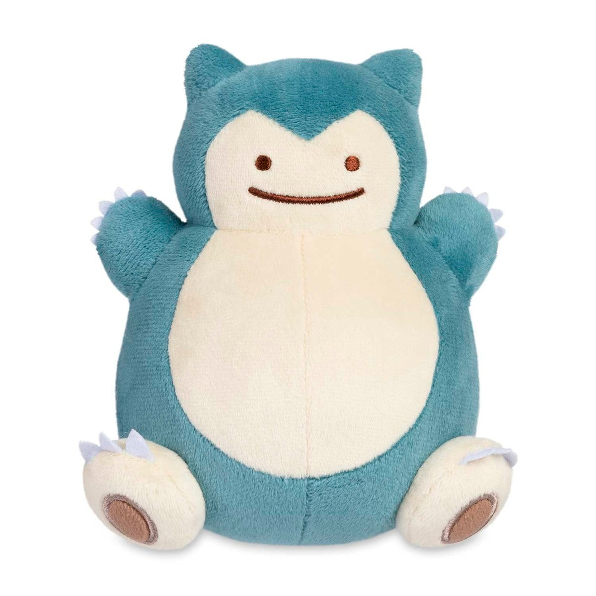 6 ¼ inch blue and cream Snorlax plush with Ditto’s signature simple dot eyes and smiling mouth expression.