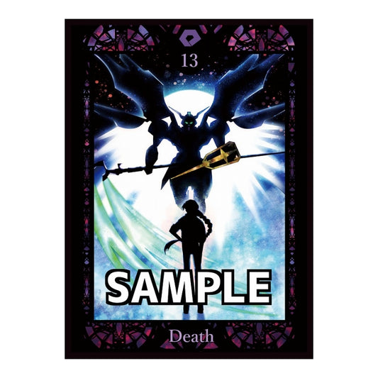 Sunpan Duo Sleeve featuring a Death tarot card design with a dark silhouette, glowing wings, and stained glass border.