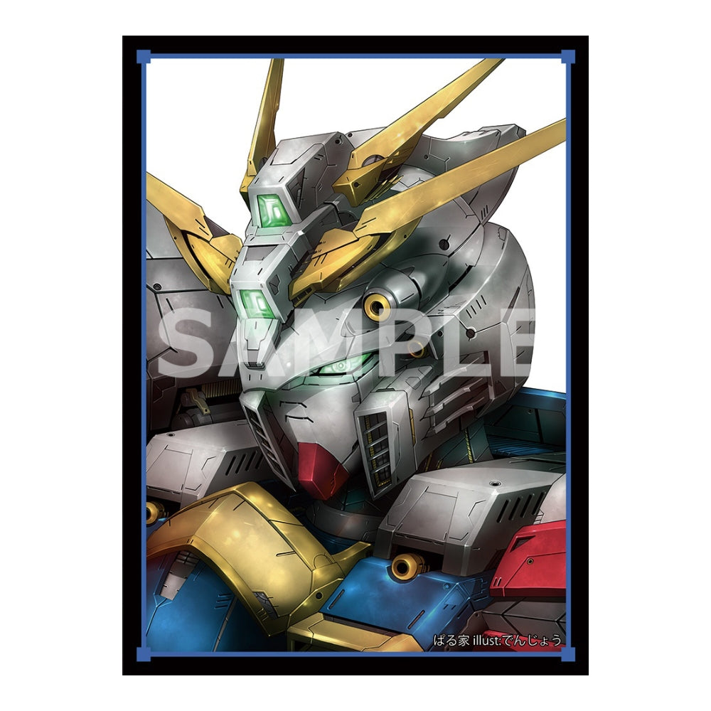 God Gundam card sleeve featuring a detailed metallic robot head illustration with gold, blue, and red accents.
