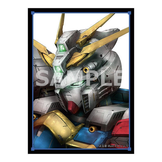 God Gundam card sleeve featuring a detailed metallic robot head illustration with gold, blue, and red accents.