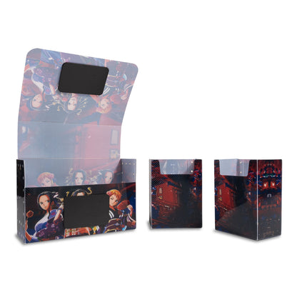 Grand Line Treasures TCG deck box featuring Nami, Robin, and Boa with removable inner compartments on a white background.