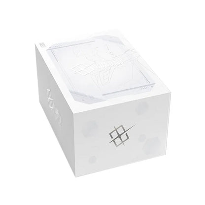 White Gundam Card Game Edition Beta box featuring a minimalist design with a subtle embossed logo and geometric patterns.