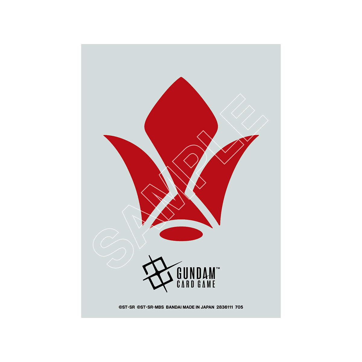 Gundam Card Game matte sleeve featuring a red emblem on a light gray background with black logo text.