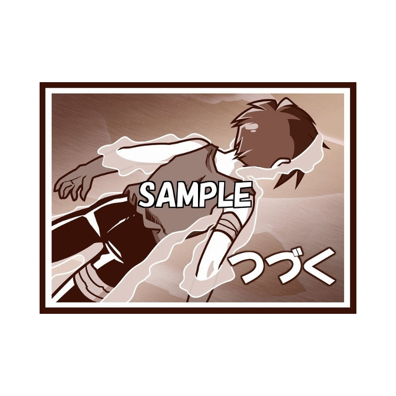 Sepia-toned anime card sleeve featuring a character with Japanese text and a SAMPLE watermark overlay.