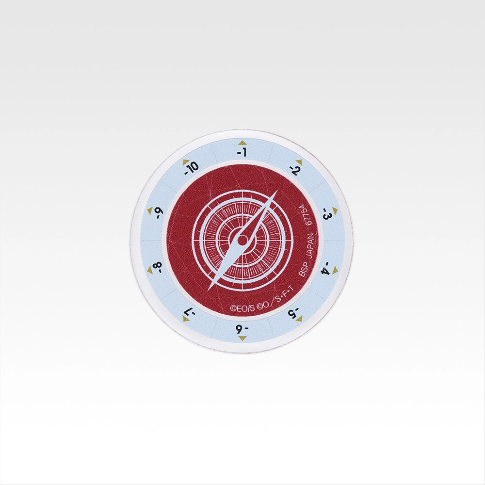One Piece Ichiban Kuji circular acrylic damage counter with a red compass design and numbered scale from -1 to -10.