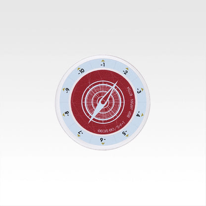 One Piece Ichiban Kuji circular acrylic damage counter with a red compass design and numbered scale from -1 to -10.
