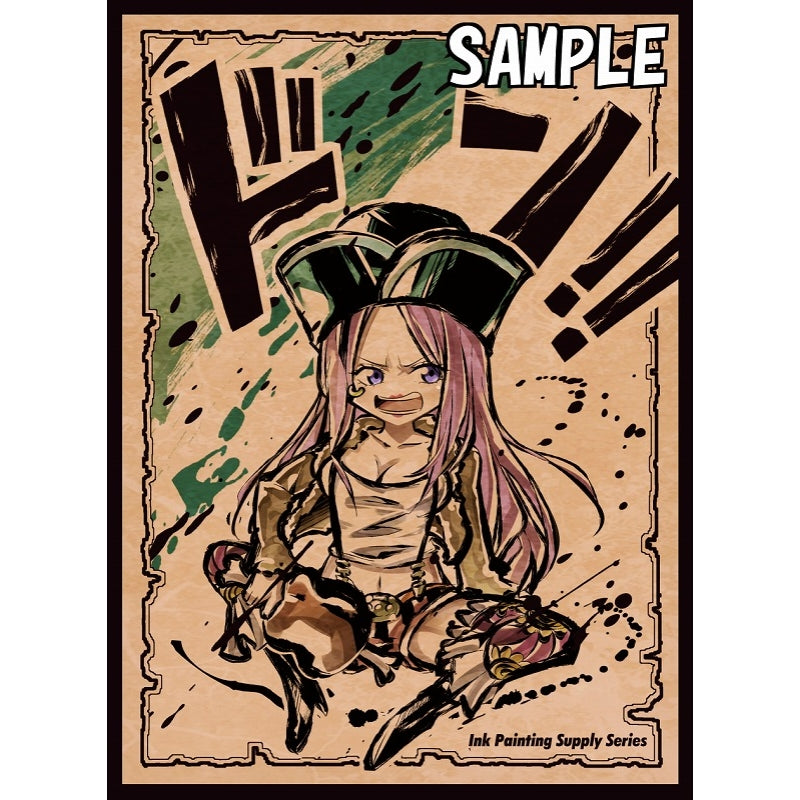 Ink Chibi Bonney Don card sleeve with an angry purple-haired character on a distressed beige and green background.