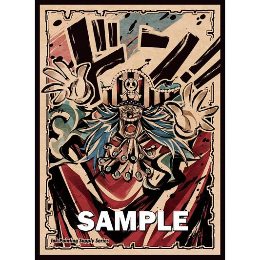 Ink Chibi Buggy Don card sleeve with distressed art style, featuring Buggy the Clown on a red and blue background.