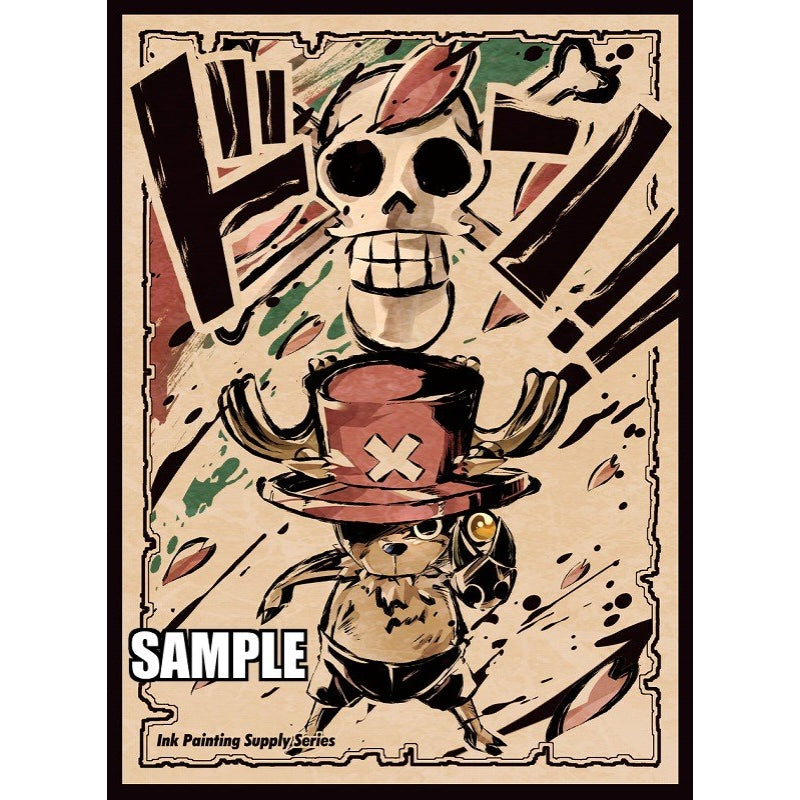 Ink Chibi Chopper Don Sleeve with a skull and Chopper in a red hat, black, brown, and green ink painting style.
