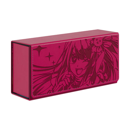 Magenta vegan leather Invincible Idol EV 2.5 Elite deck box featuring an embroidered anime girl design.