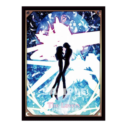 Kira Sleeve by Sunpan featuring a blue, starry tarot-style card design with a couple silhouette and mecha elements.