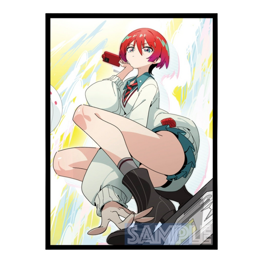 Machu Sleeve by EATOS featuring an anime girl with red hair in a white sweater on a protective card sleeve.