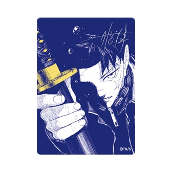 NatsuComi 2026 metallic foil promo card featuring a blue and yellow manga illustration of a character holding a katana.