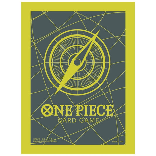 One Piece Card Game Bandai Fest exclusive black gold sleeve with compass design and yellow border.
