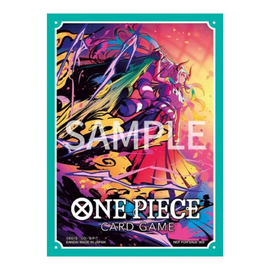 One Piece Card Game Yamato Don! protective sleeve featuring vibrant, colorful anime artwork in a teal border.