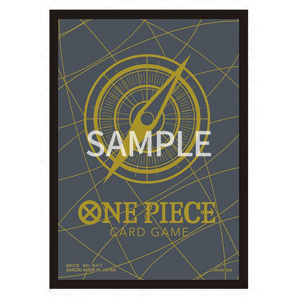 One Piece Card Game protective sleeve in black and gold with a compass design and logo, set of 70, made in Japan.