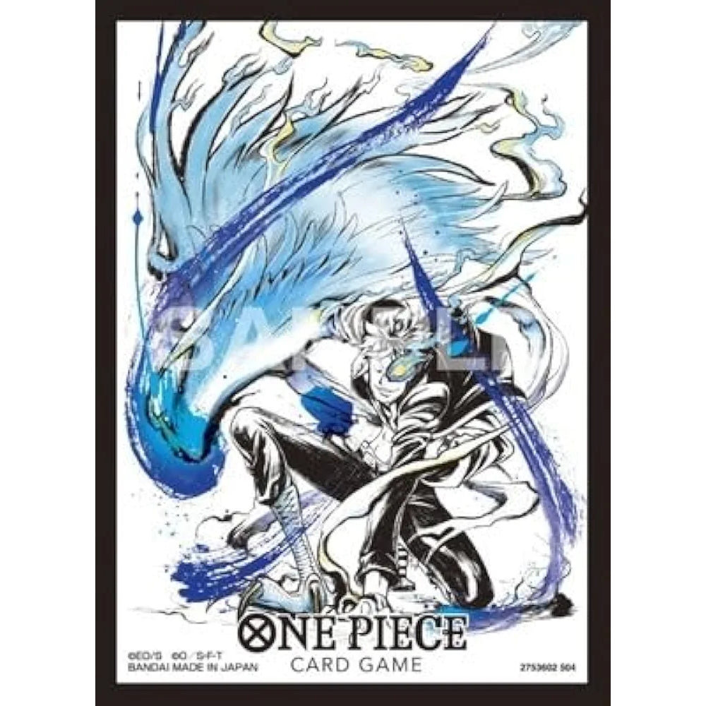 One Piece Card Game Marco sleeve with blue phoenix art, black border, and logo.