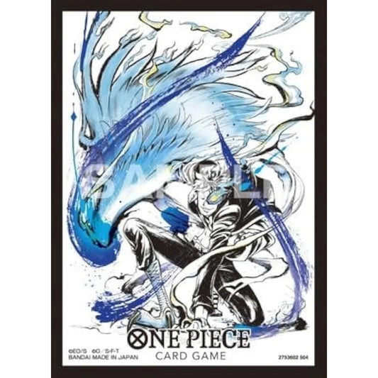 One Piece Card Game Marco sleeve with blue phoenix art, black border, and logo.