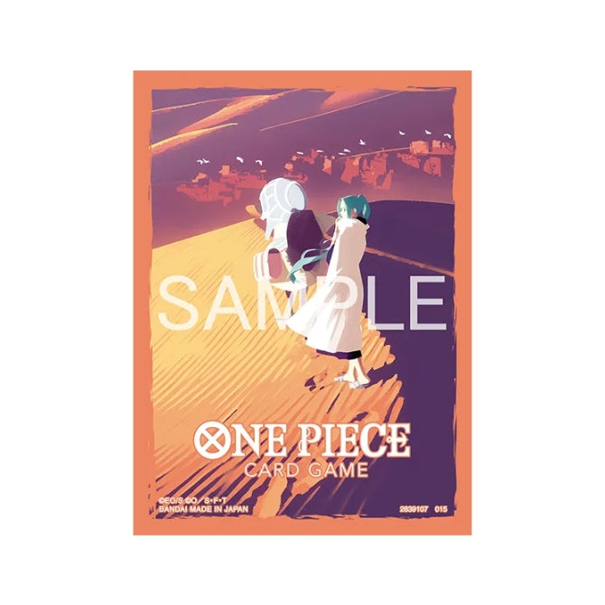 One Piece Card Game Vol. 5 sleeve featuring a desert scene with a character in a white coat and the official logo.