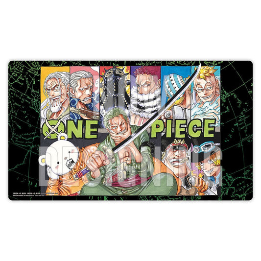 One Piece Limited Edition Vol. 4 rubber playmat featuring Roronoa Zoro and various characters in a 33cm x 61cm design.