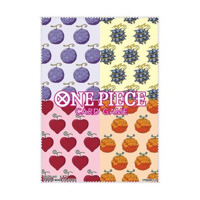 One Piece Card Game Vol. 10 sleeves featuring a four-quadrant pattern of colorful Devil Fruit icons and logo.