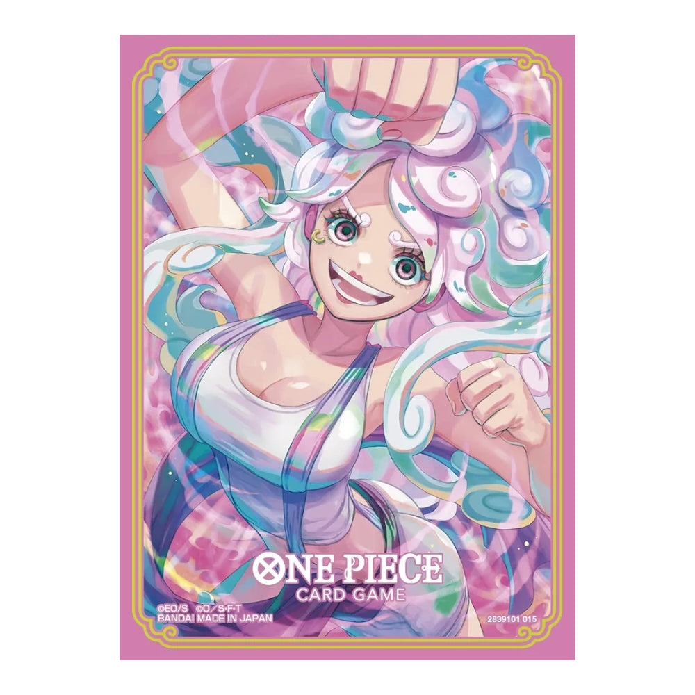 One Piece Card Game Vol. 14 protective sleeve featuring Gear 5 Luffy in a vibrant pink, purple, and white anime design.