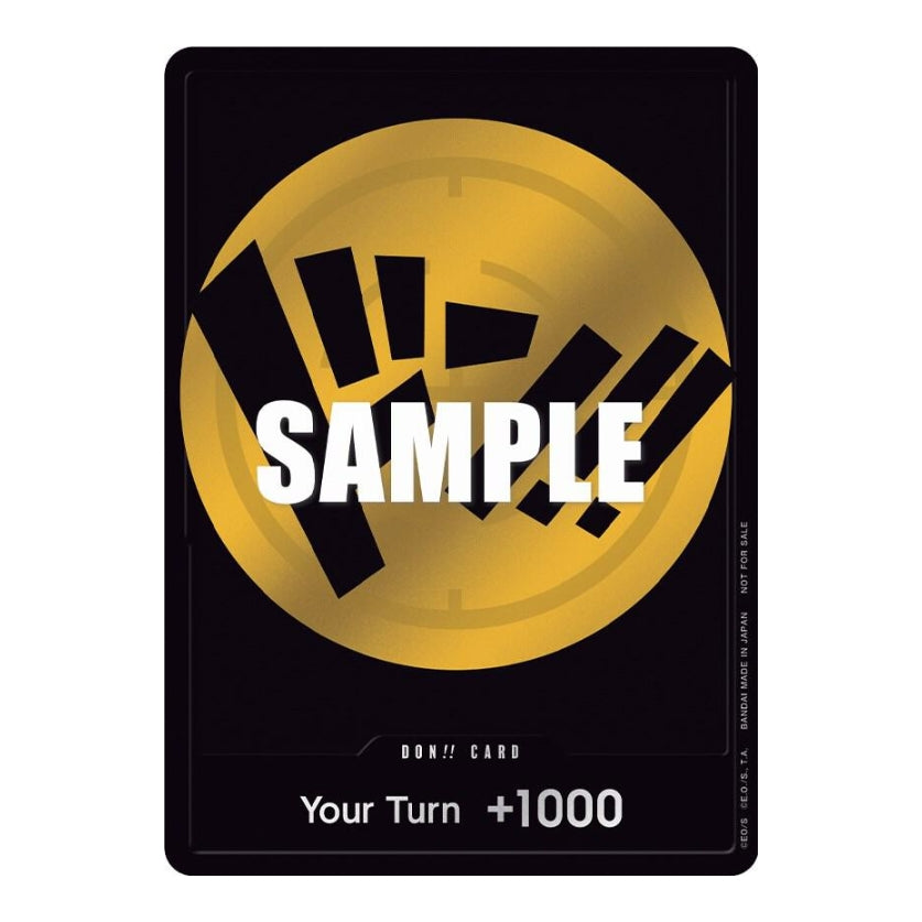 One Piece Strawhat Crew Don! card featuring a gold circular emblem on a black background with Your Turn +1000 text.