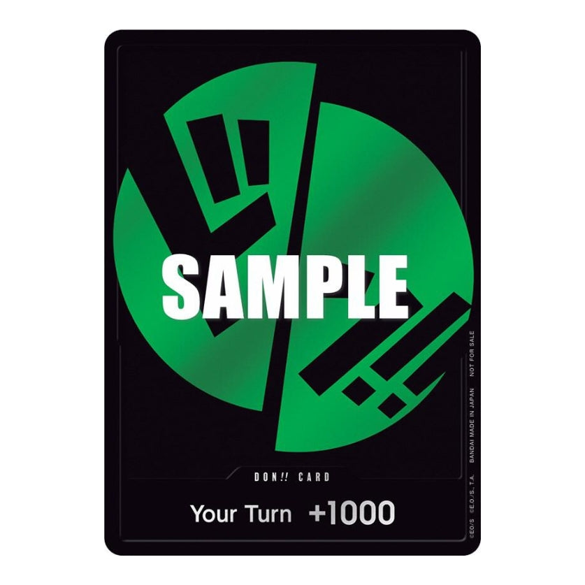 One Piece Card Game Don! card featuring a green circular design on a black background with +1000 power text.