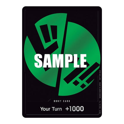 One Piece Card Game Don! card featuring a green circular design on a black background with +1000 power text.