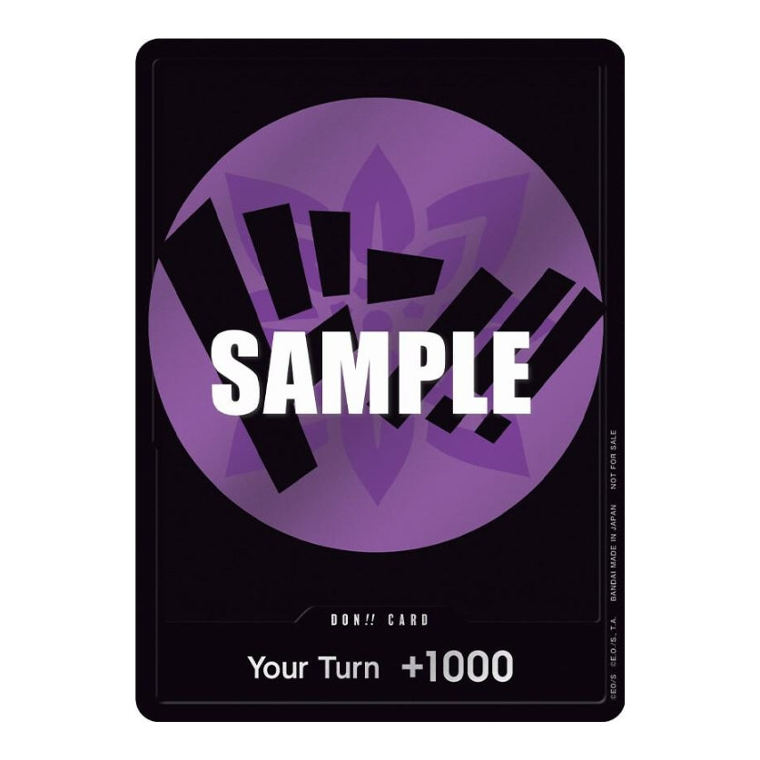 One Piece Strawhat Crew Don!! card featuring a purple circular design with bold black text on a black background.