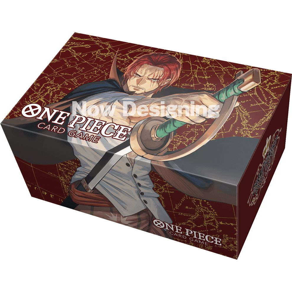 One Piece Card Game storage box featuring Shanks on a red map background.