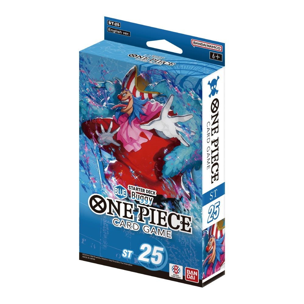 One Piece Card Game ST-25 Blue Buggy Starter Deck box featuring Buggy the Clown character art.