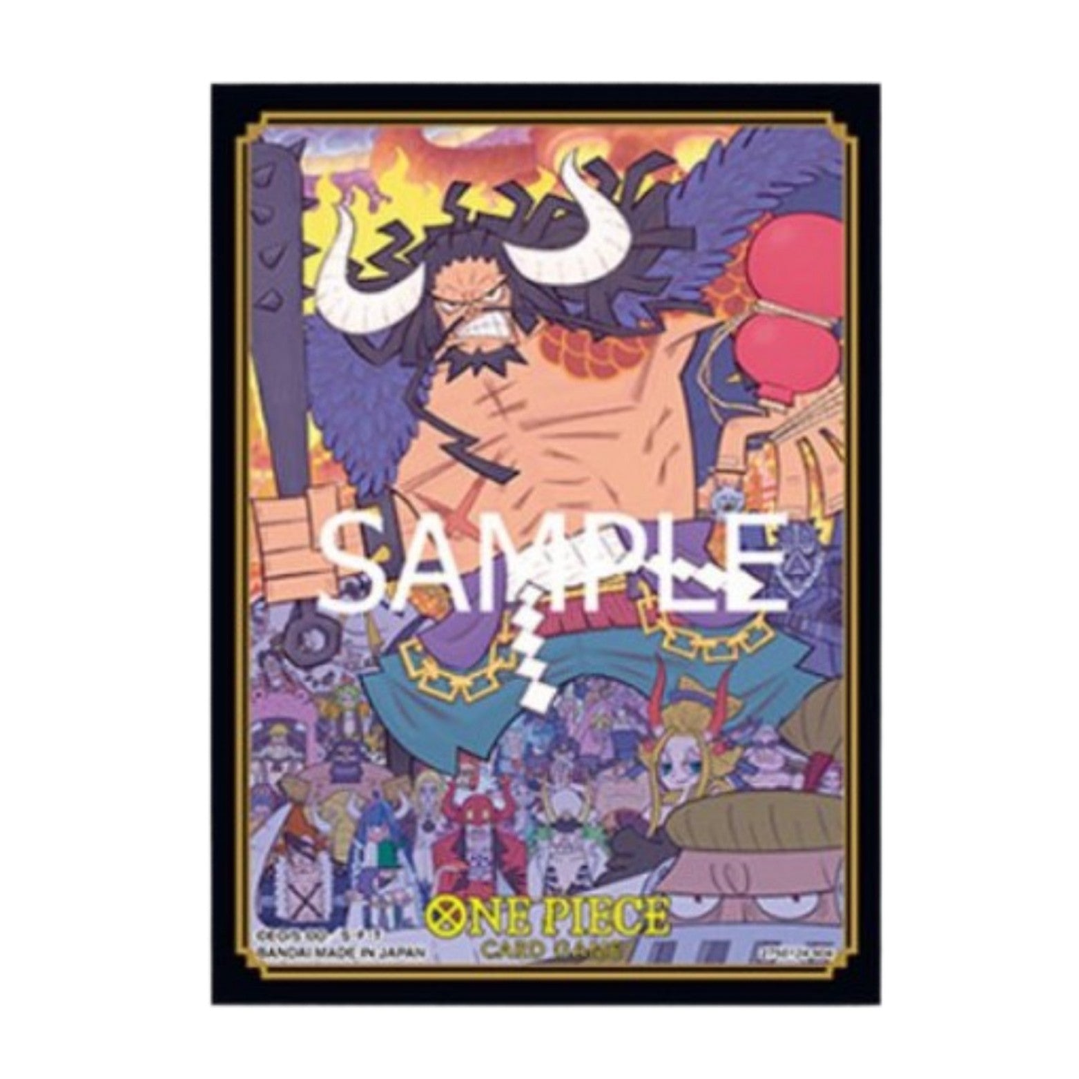 One Piece Card Game Beast Pirates sleeve featuring Kaido and crew on a black border.