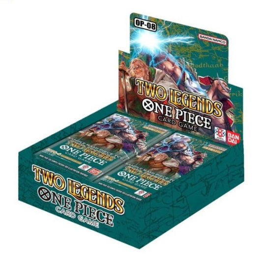 One Piece TCG: Two Legends (OP-08) Booster Box, green packaging with anime characters.