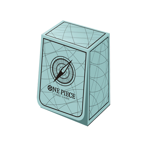 Light blue One Piece Deck Case with a compass design and "ONE PIECE CARD GAME" text, made of polyurethane/PP.
