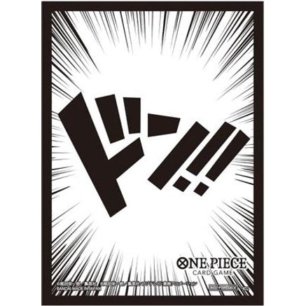 White One Piece Card Game Don! protective sleeve featuring black manga-style speed lines and the Don! sound effect.