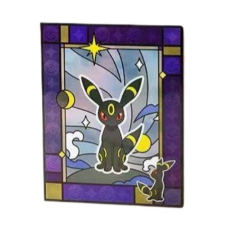 Pokémon Card Game 9-pocket binder featuring a stained-glass Umbreon design in purple and gold tones.