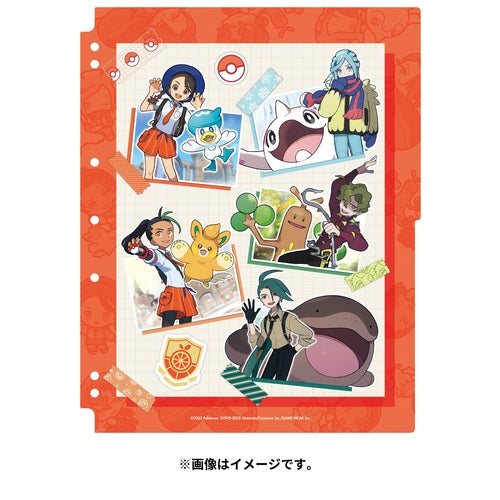 Orange Pokémon Card Game binder refill with Paldea trainers and Pokémon characters.