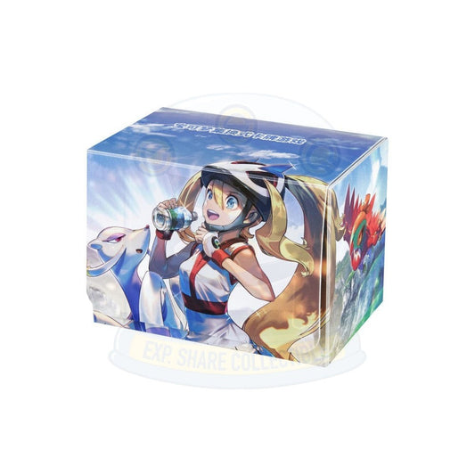 Korrina Pokémon deck case featuring vibrant character art, durable polyurethane construction, and two internal card dividers.